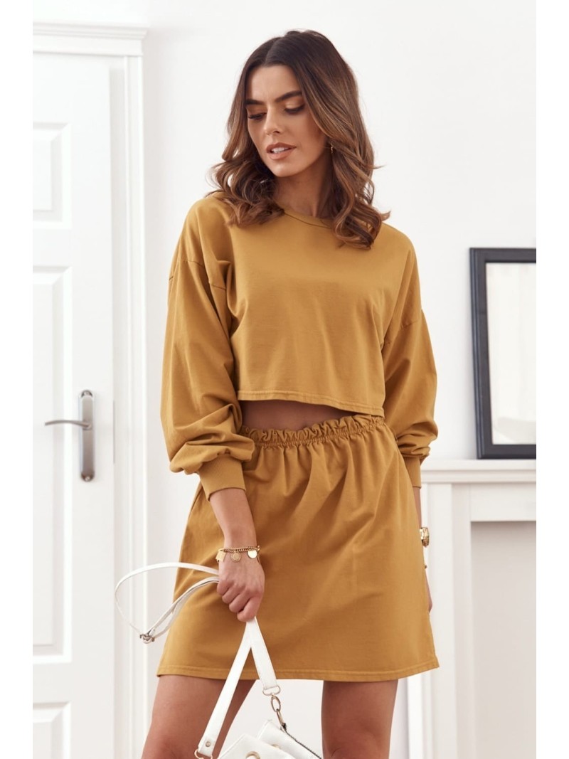 Mustard sweatshirt and skirt set 0523 - Online store - Boutique